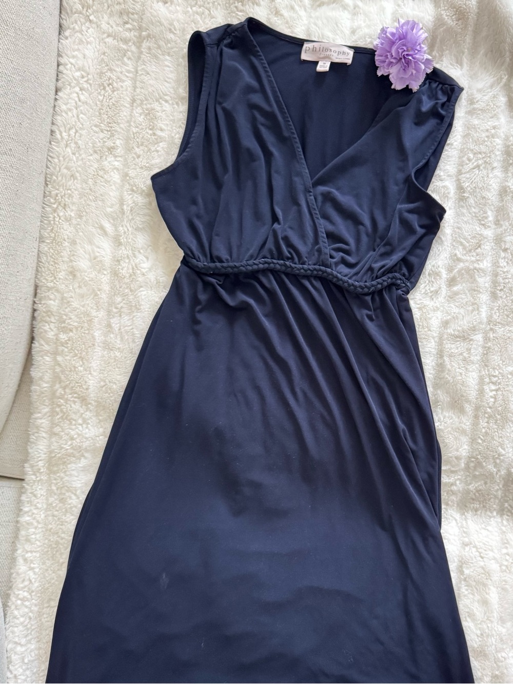 Philosophy Navy Sleeveless V-Neck Midi Dress M